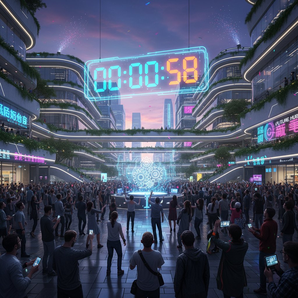 Symboliczne zdjęcie zegara odmierzającego czas do wybuchu, na tle miejskiego tłumu – metafora przyszłych gorących punktów