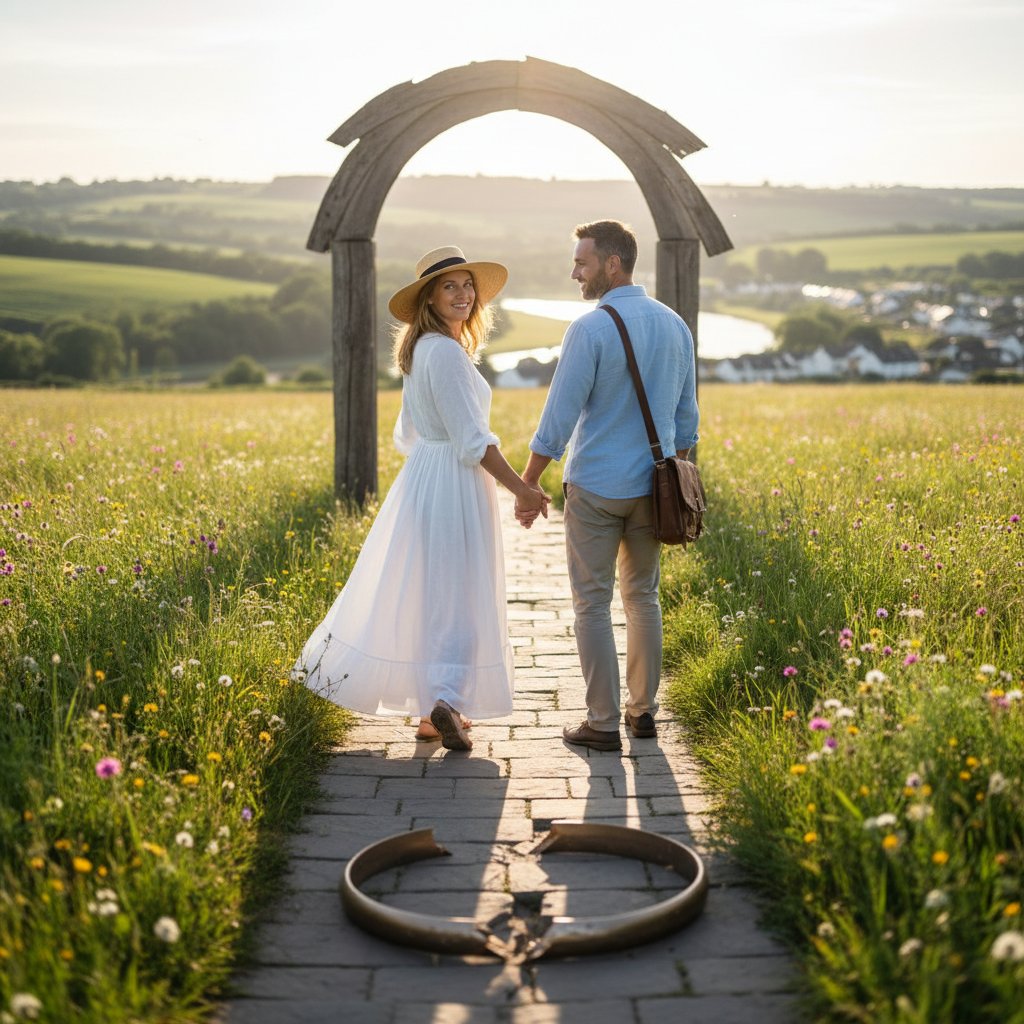 Para trzymająca się za ręce na spacerze, symbolizująca nowy początek po rozwodzie