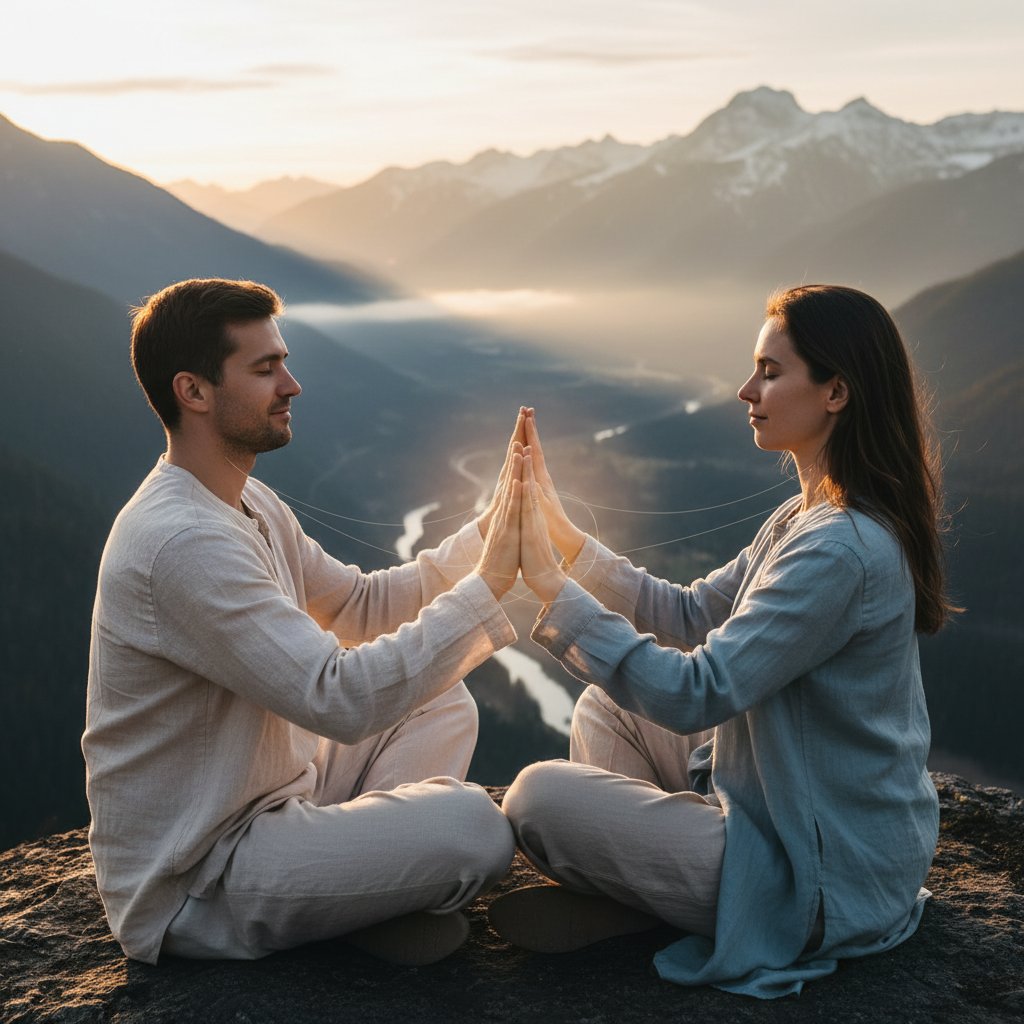 Para podczas wspólnej medytacji tantrycznej, budująca więź emocjonalną i zaufanie