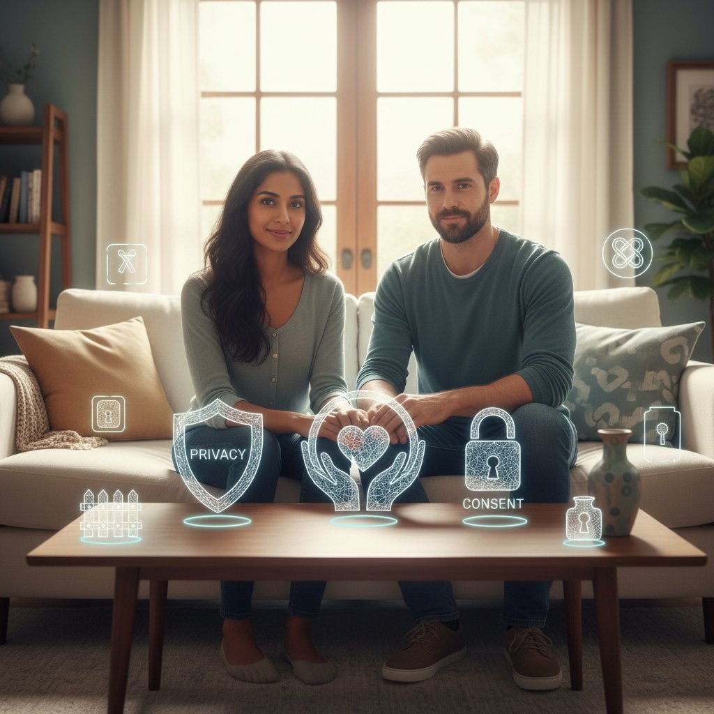 Para ustalająca granice przed praktyką tantryczną, symbole bezpieczeństwa i zaufania