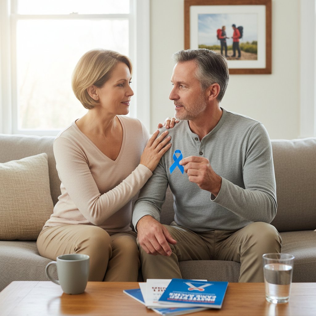 Para rozmawiająca w domu o zdrowiu, wsparcie w problemach z prostatą