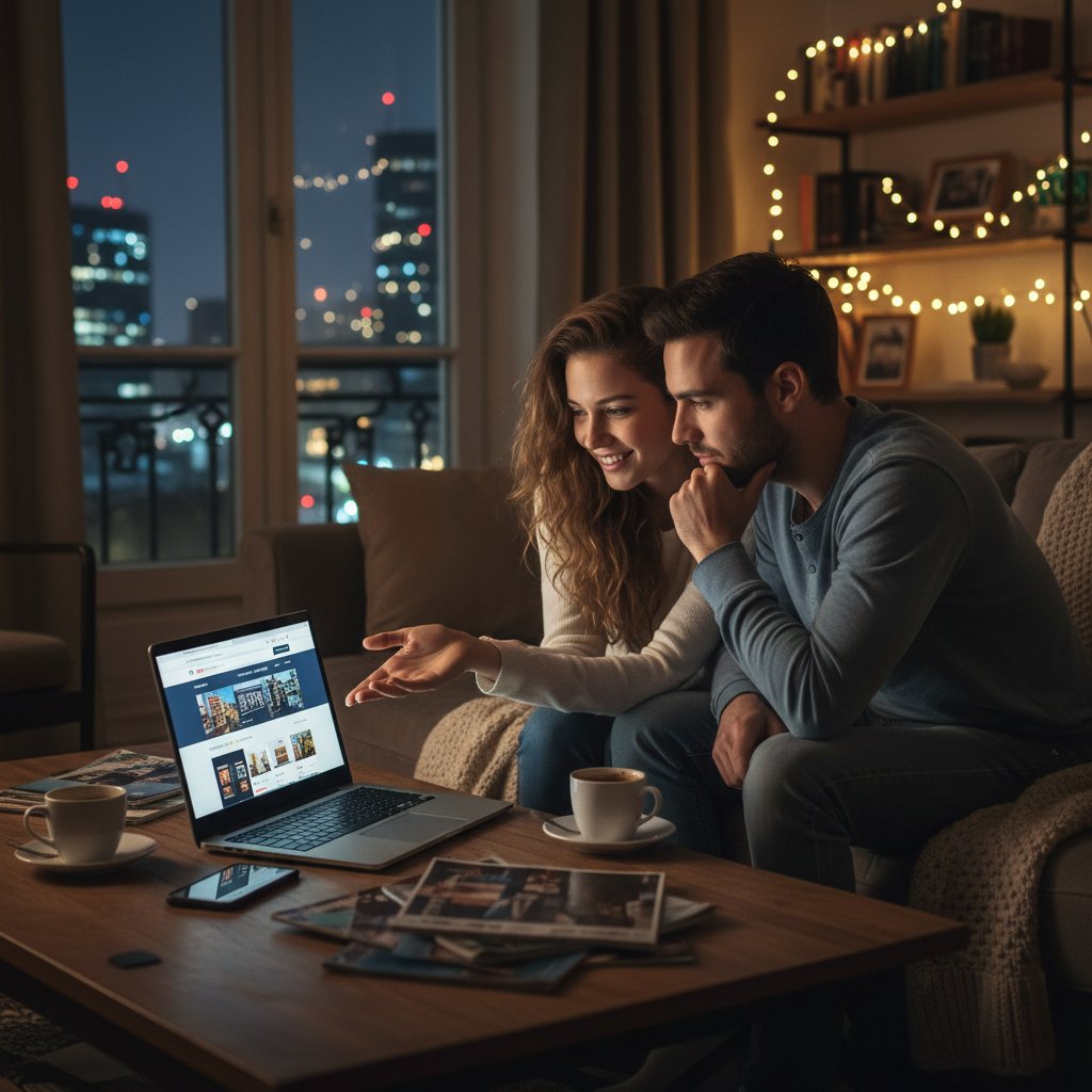 Para wybierająca nocleg za pomocą laptopa – analiza potrzeb i preferencji noclegowych