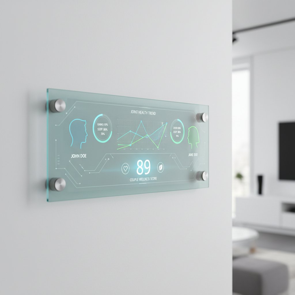 Mężczyzna i kobieta analizujący wyniki zdrowotne na wyświetlaczu, atmosfera refleksji i technologii