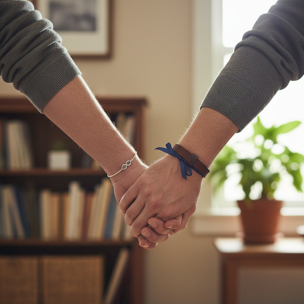 Zdjęcie pary trzymającej się za ręce, symbolizujące potrzebę wzajemnego wsparcia i odpowiedzialności przy leczeniu kiły