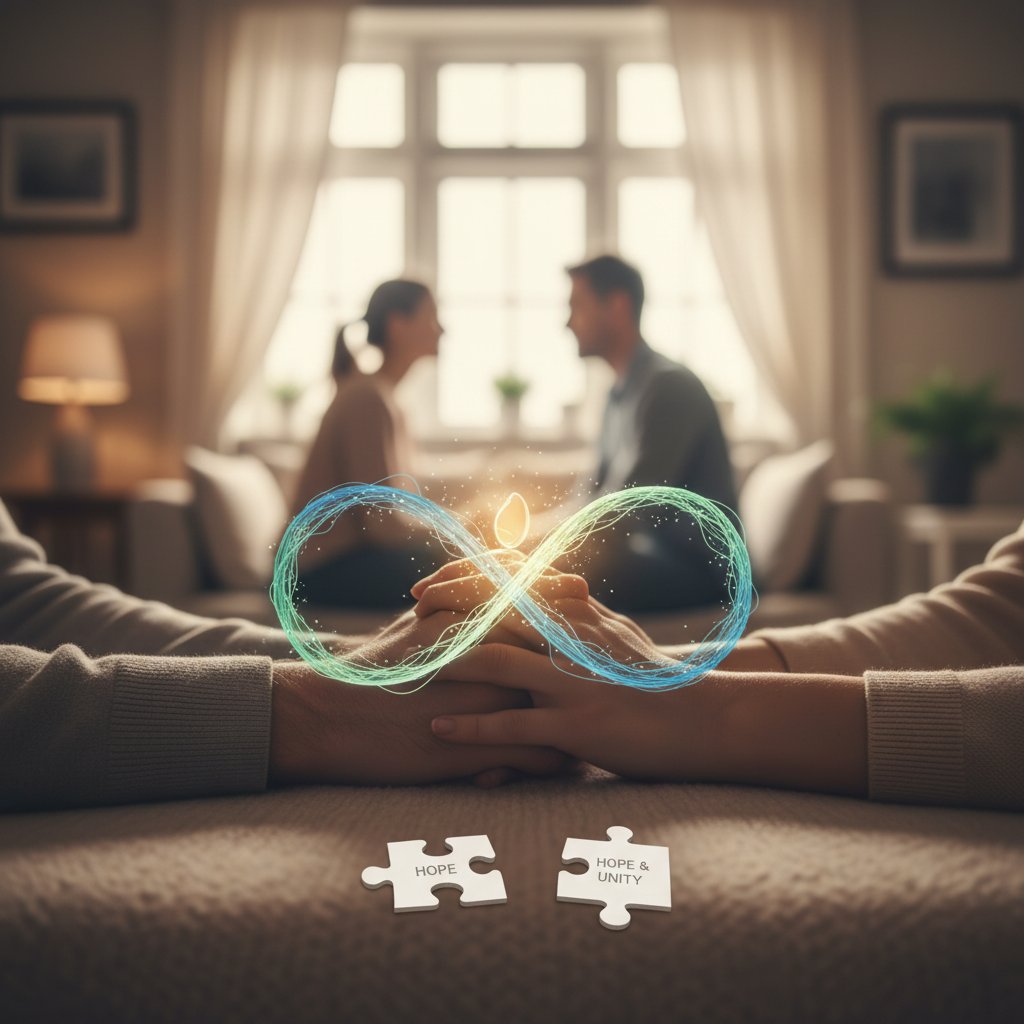 Para na spacerze, trzymająca się za ręce, symbol jedności mimo trudności