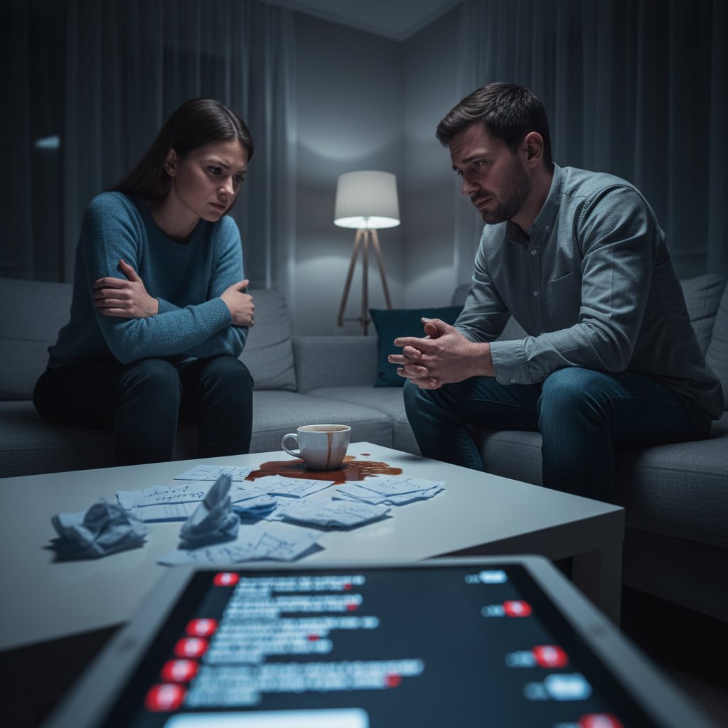 Para w trakcie poważnej rozmowy, rozwiązywanie konfliktów w relacjach