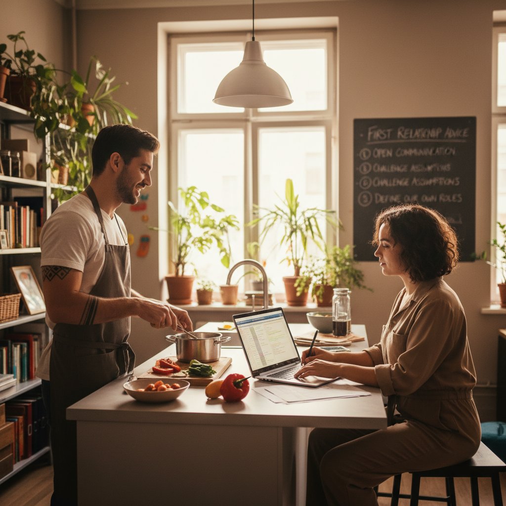Couples breaking traditional gender role stereotypes in relationships, montage, first relationships, breaking expectations