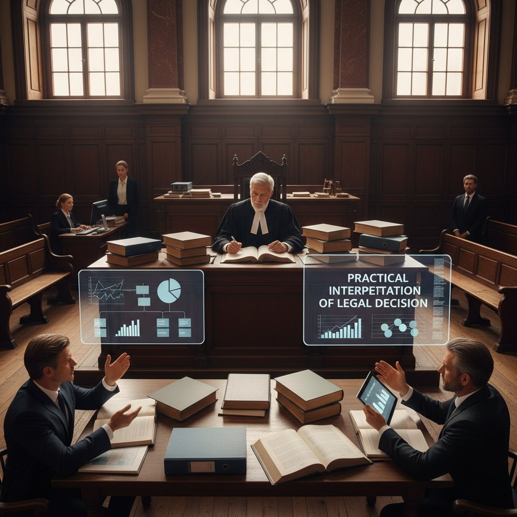 Sala sądowa z sędziami i dokumentami na stole – zdjęcie pokazujące praktyczne zastosowanie orzecznictwa