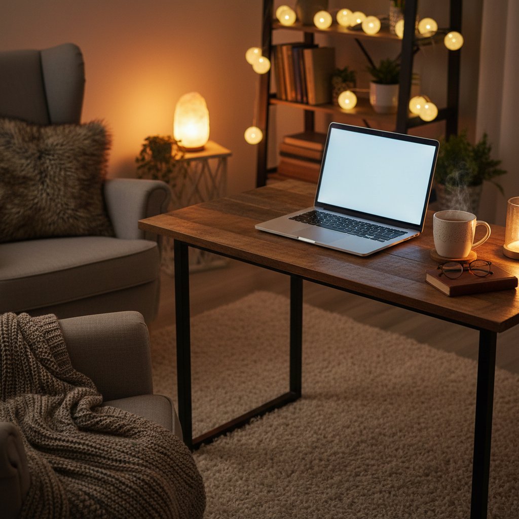 Przytulne miejsce do sesji online terapii depresji.