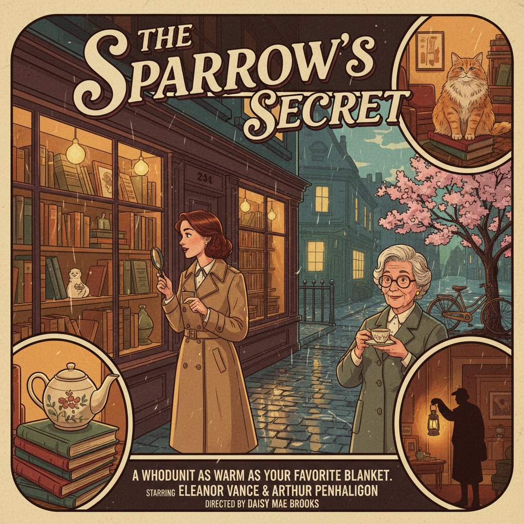 Collage of retro movie posters, classic and modern cozy mystery movies