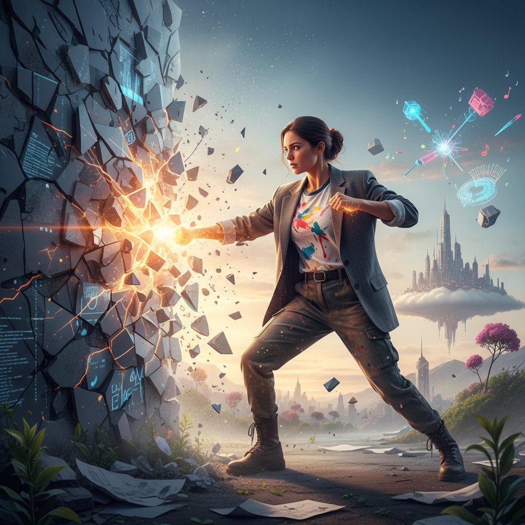 Kreatywny przedsiębiorca burzy ścianę schematów, temat: przełamywanie barier mentalnych