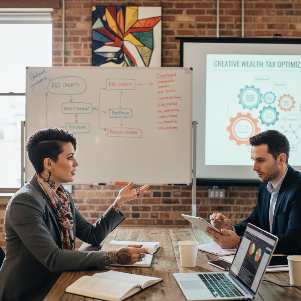 Kreatywny przedsiębiorca omawia nieoczywiste strategie podatkowe z doradcą
