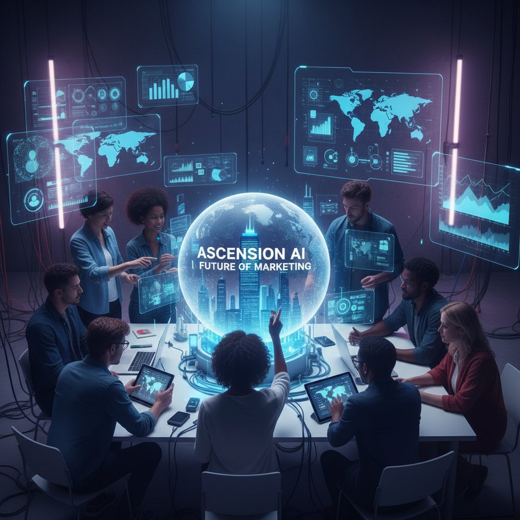 Wirtualny zespół pracujący z AI nad kreatywnymi kampaniami