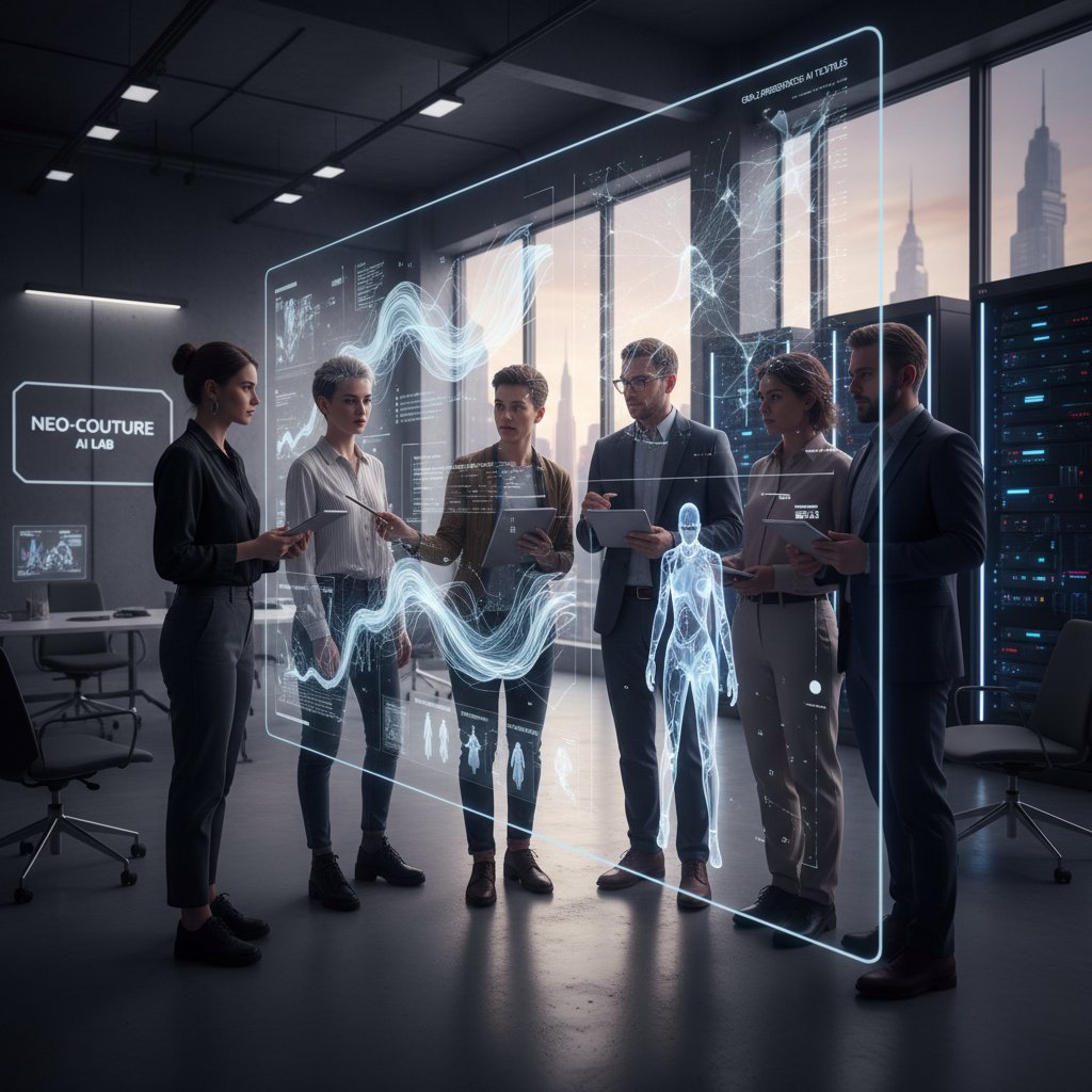 Kreatywny zespół analizujący trendy i wykorzystanie AI w modzie