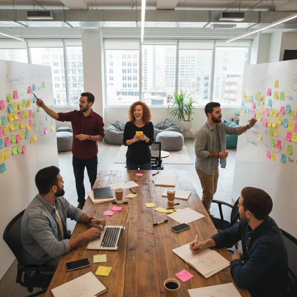 Zespół kreatywny pracujący nad strategią treści