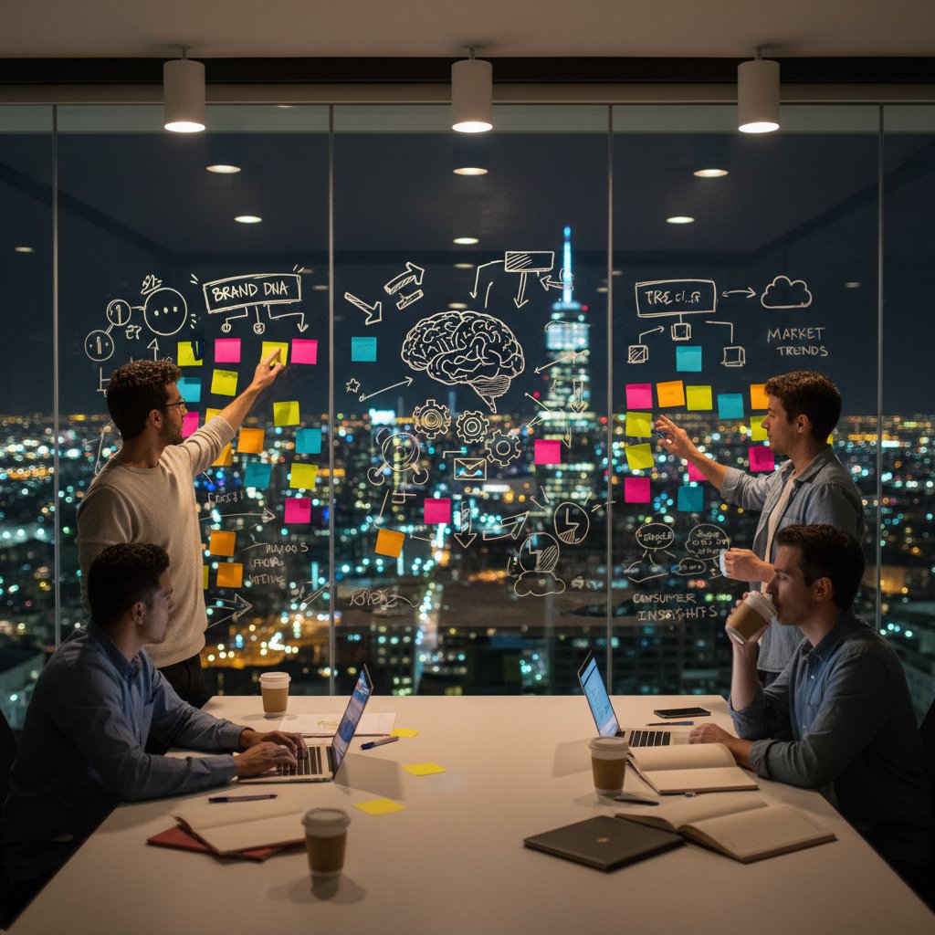 Zespół analizujący markę podczas kreatywnego audytu