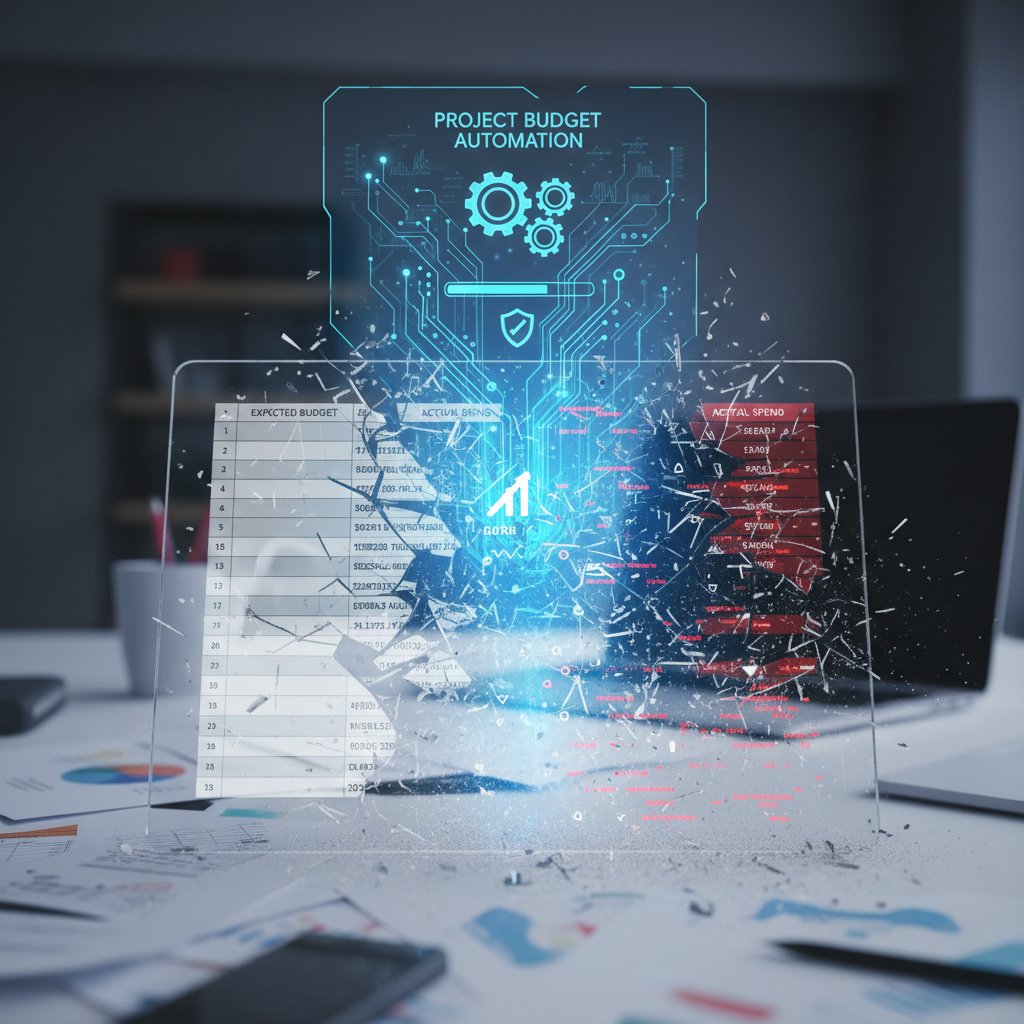 Crumbling spreadsheet visualization representing budgeting failures and the limits of manual project budgeting