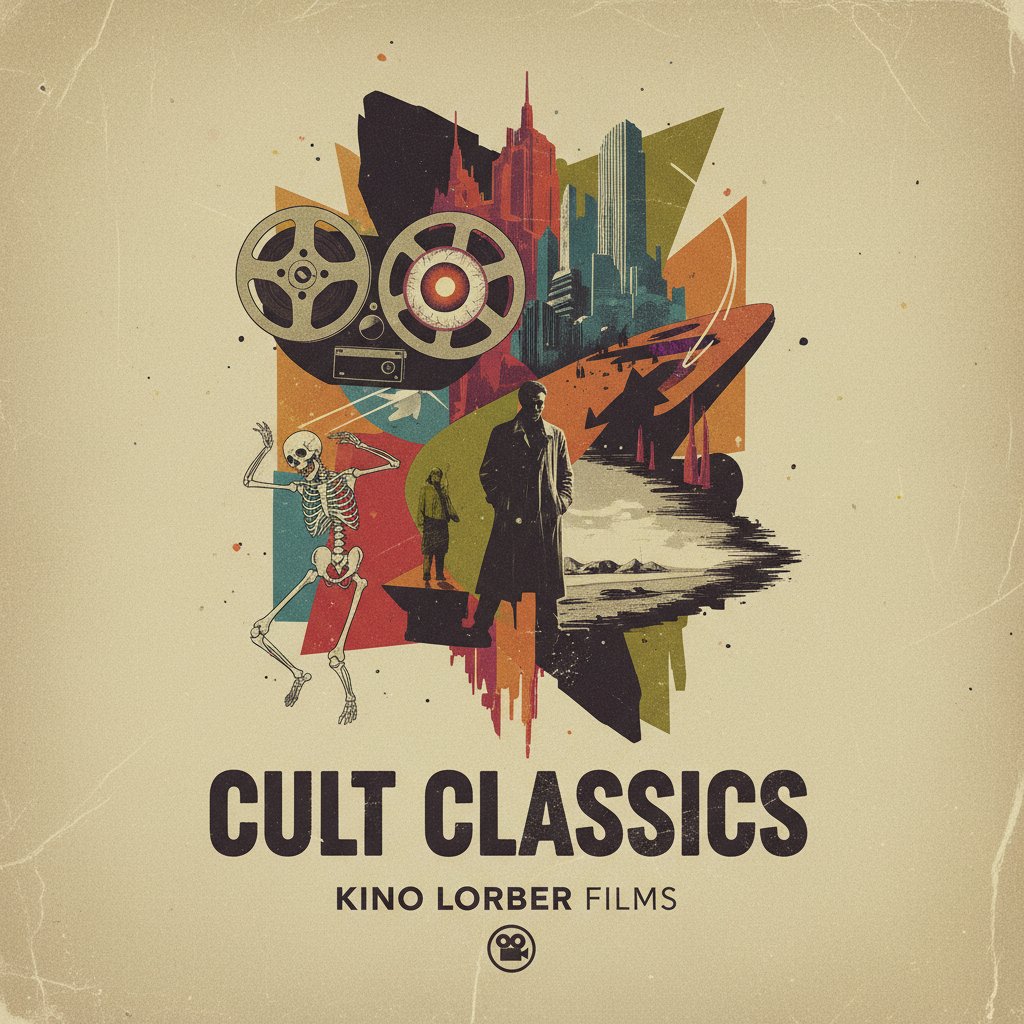 Collage of Kino Lorber film genres, including cult classics and restored masterpieces