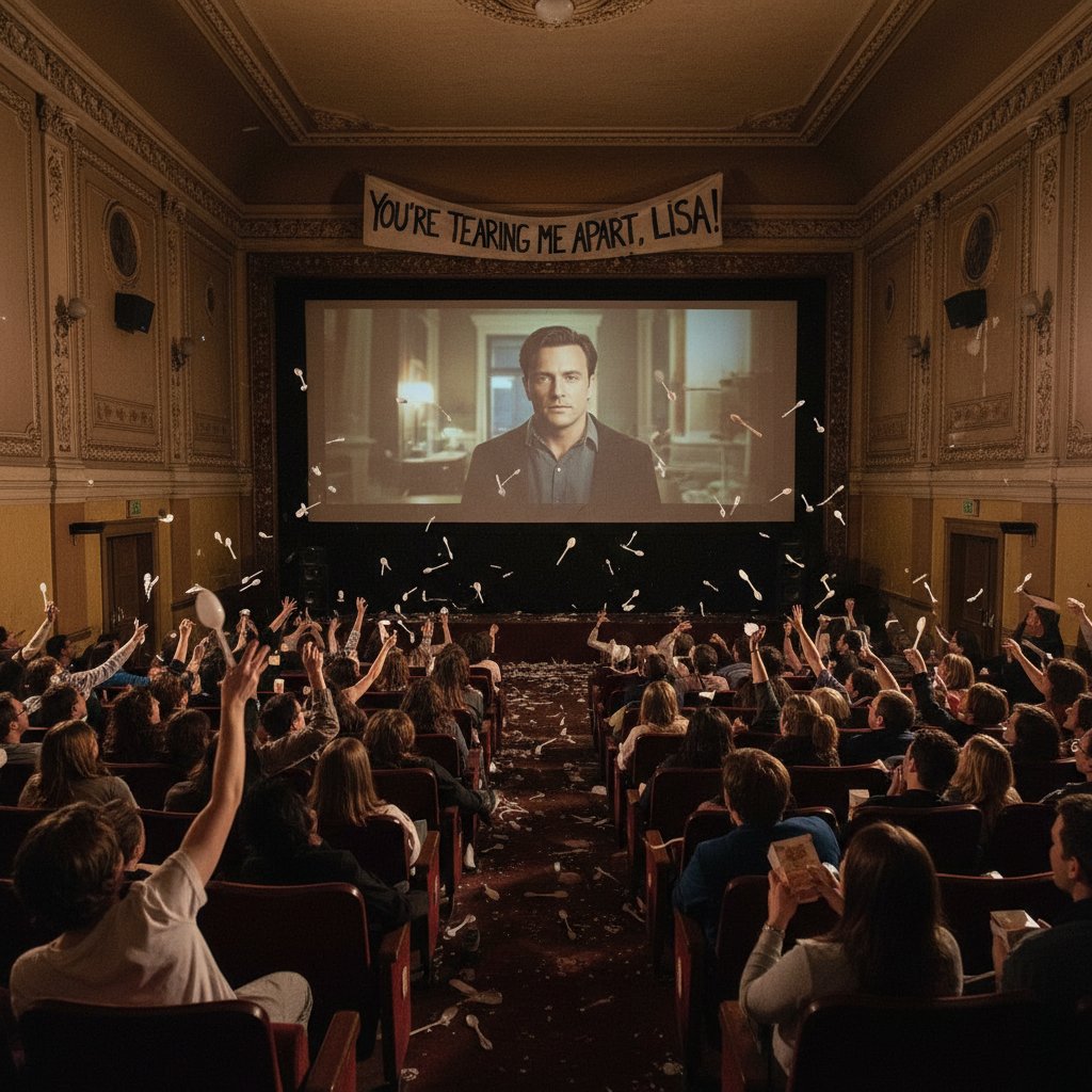 Cult screening of The Room with engaged audience and spoons thrown