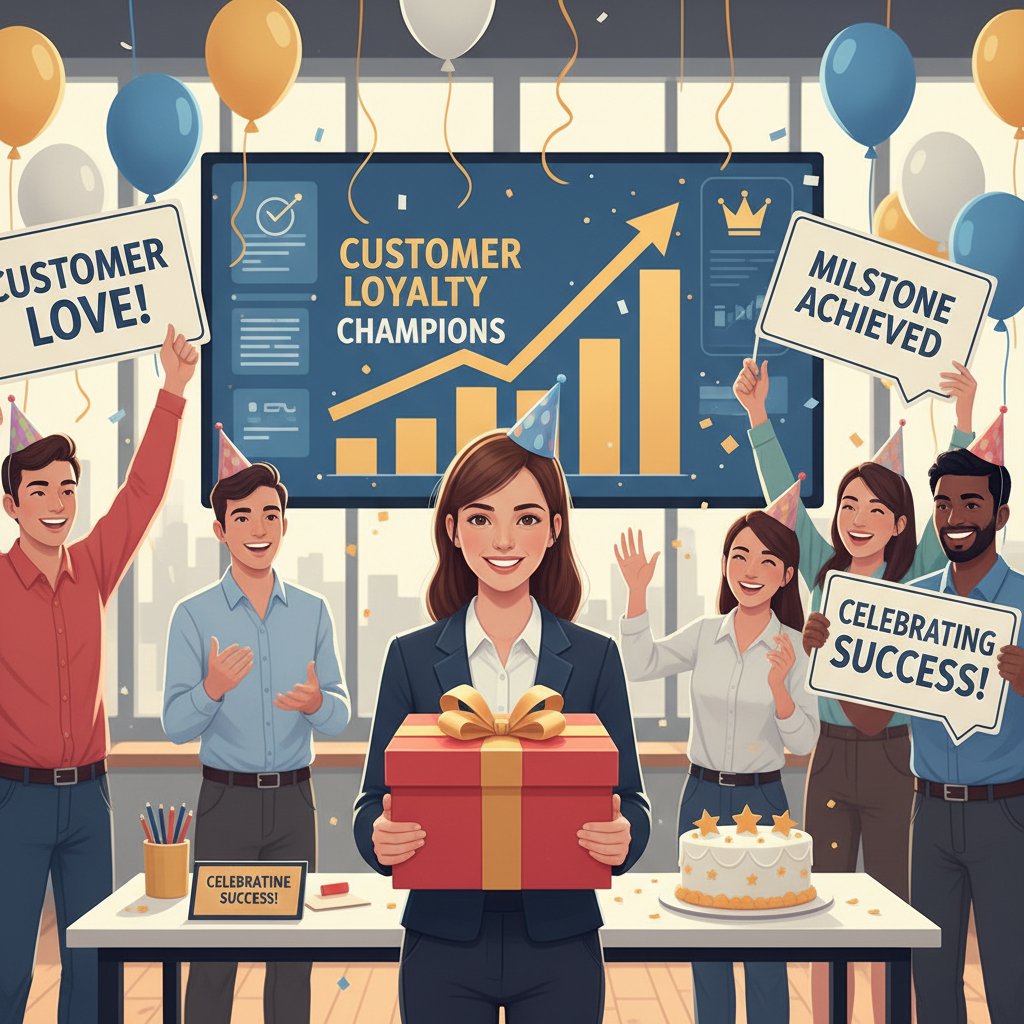 Customer loyalty forged by exceptional support: emotional photo of customer and support pro celebrating issue resolution.