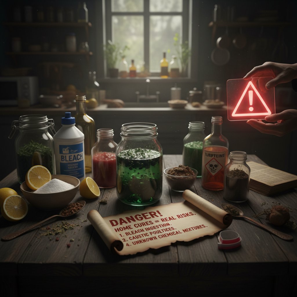 Niebezpieczne domowe sposoby – ilustracja ostrzegająca przed ryzykiem