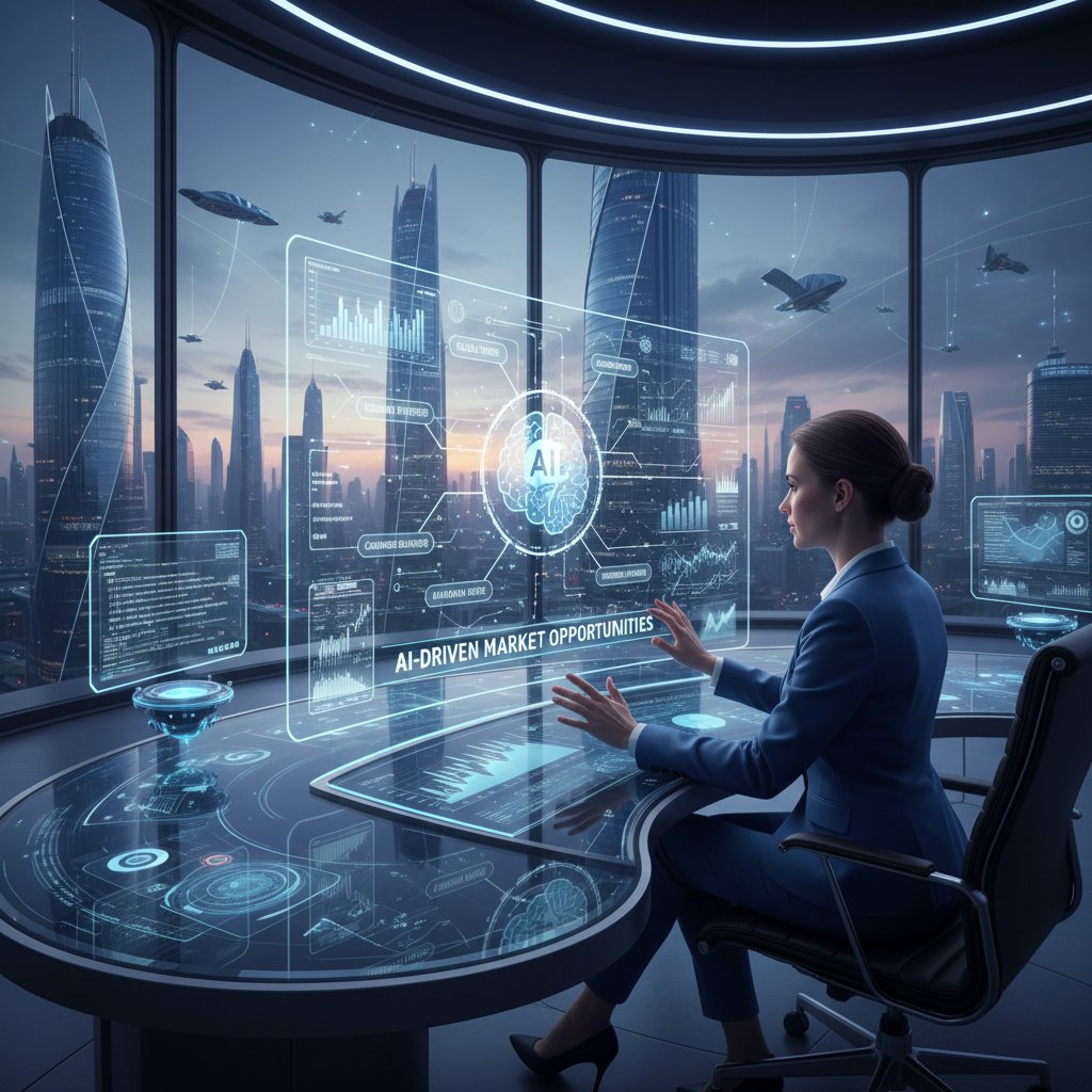 Analityk danych z AI, wykresy i szanse rynkowe