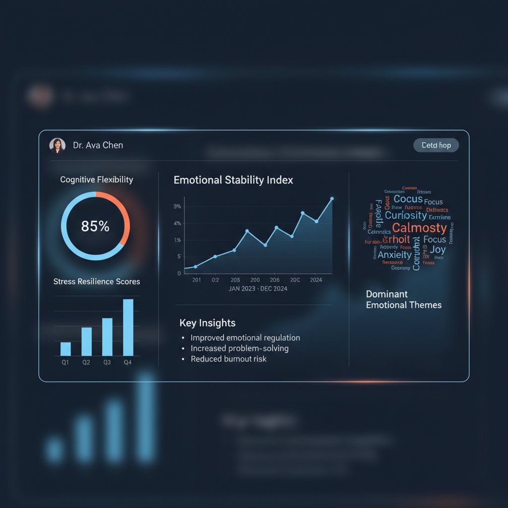 Statystyki efektywności analizy psychologicznej online, dashboard z wynikami i wykresami