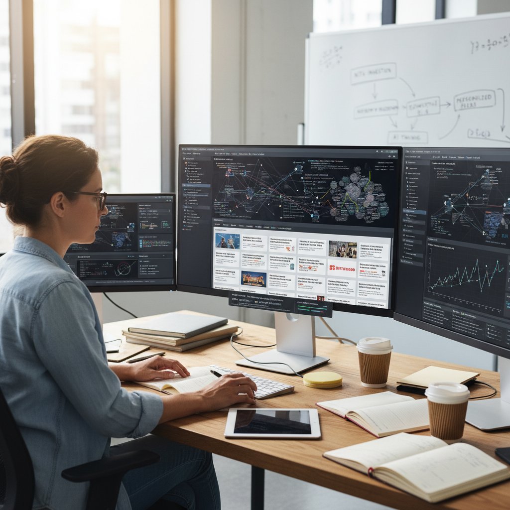 Data scientist curating news datasets for AI training, artificial intelligence news curation