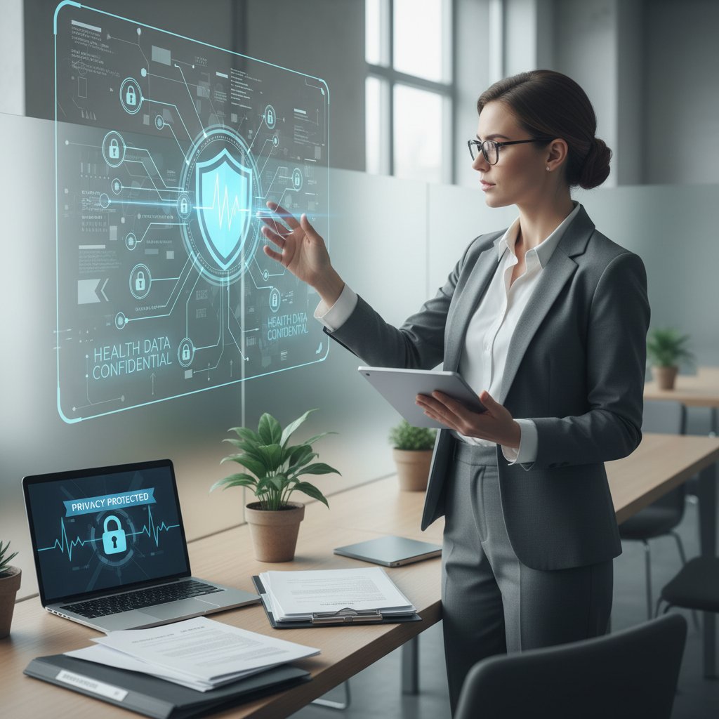 Ekspert ds. bezpieczeństwa danych analizuje dokumenty w biurze – bezpieczeństwo danych w zdrowiu cyfrowym