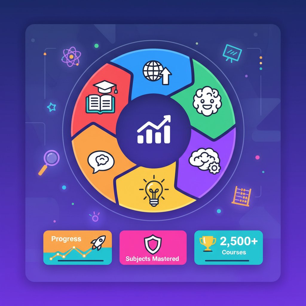 Zwizualizowane dane o edukacji cyfrowej, infograficzny styl, odważne kolory, wyraziste ikony