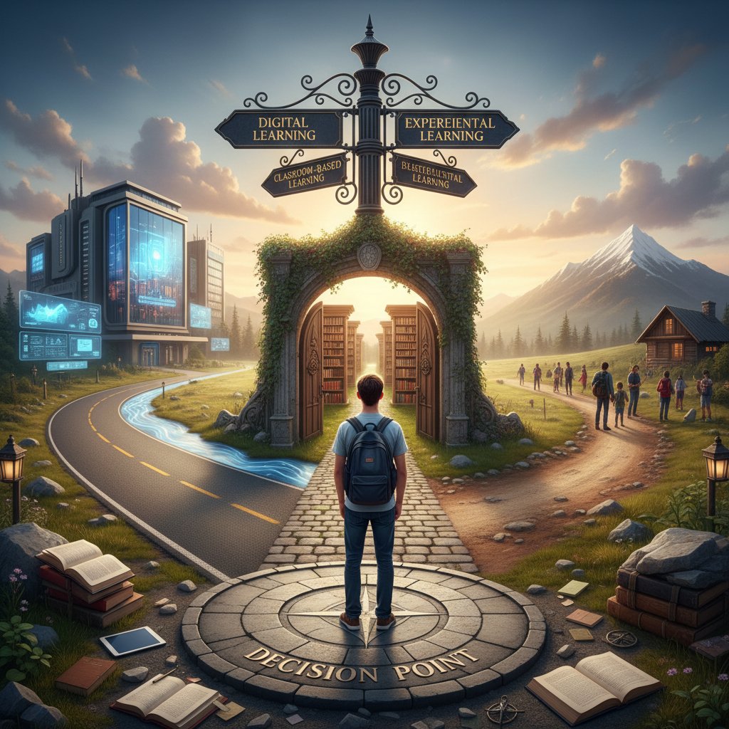 Rozdroże edukacyjne, decyzja w nauce, szybka nauka, zmiana metody