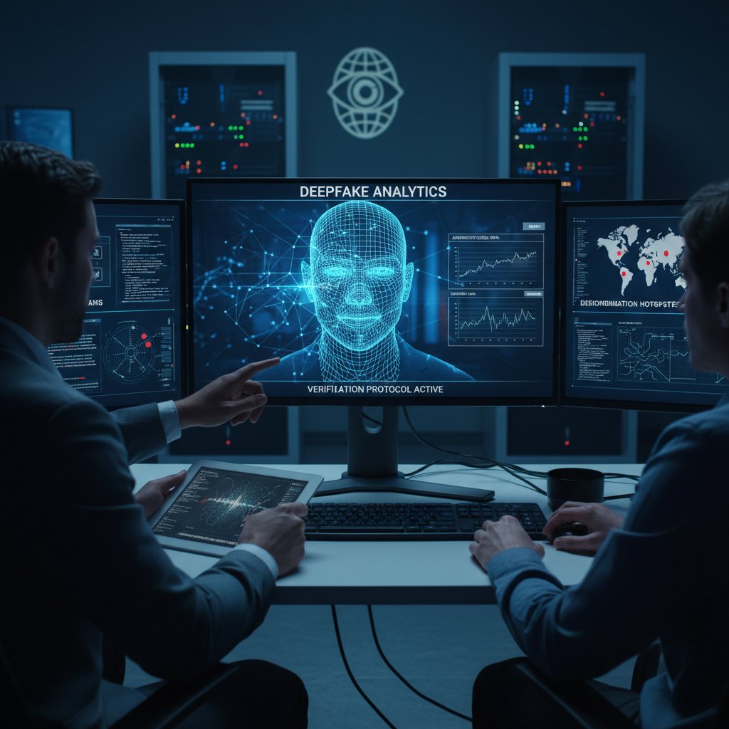 Podejrzany materiał deepfake w analizie – profesjonalista sprawdza autentyczność