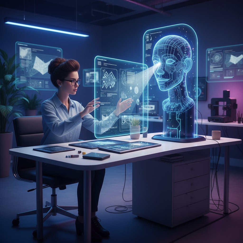 Projektant i AI pracujący razem przy komputerze