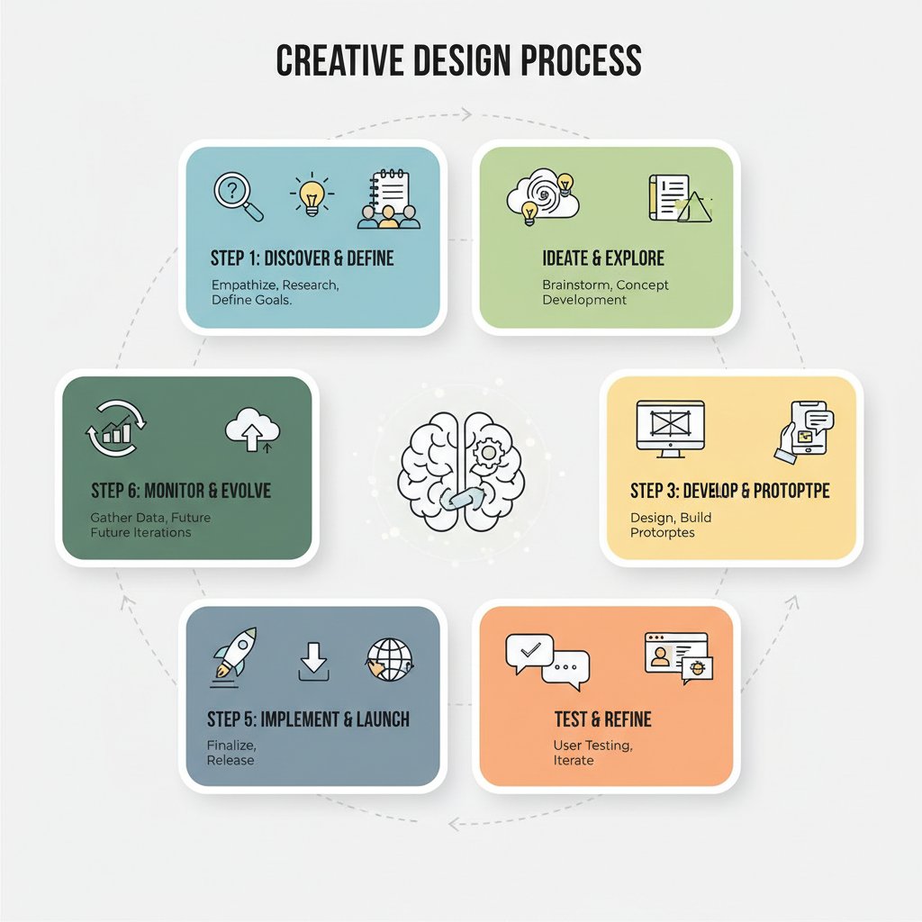 Projektant realizujący kreatywny proces krok po kroku