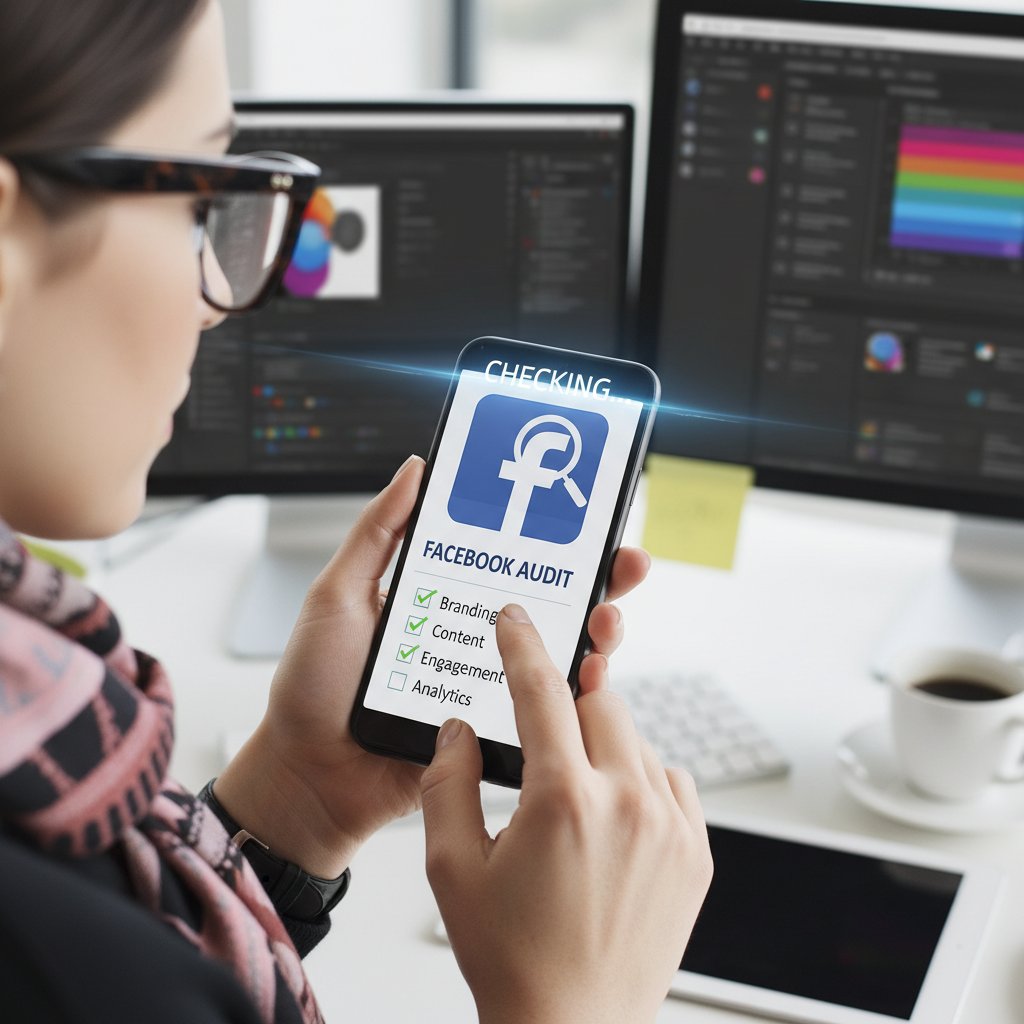 Projektant sprawdzający grafikę na smartfonie – audyt skuteczności