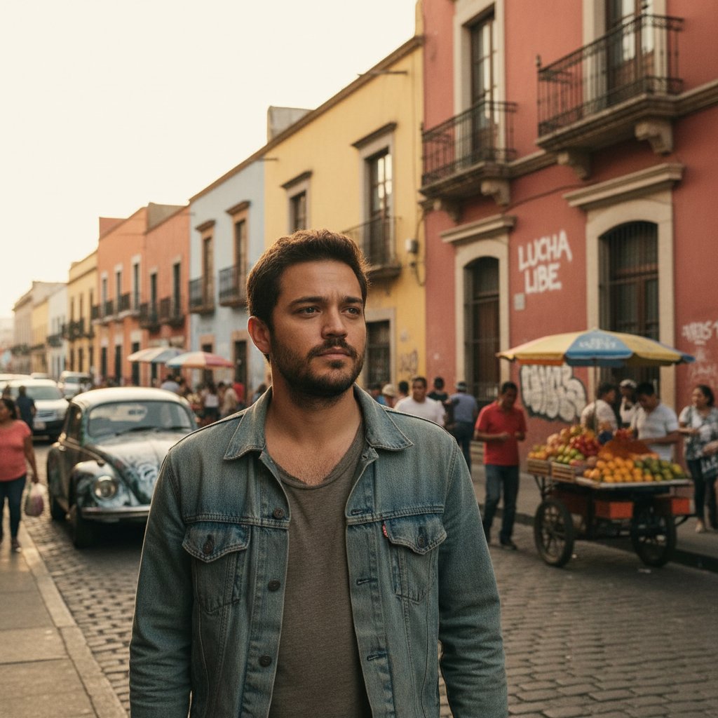 Diego Luna young actor in gritty indie film setting, Mexico City street scene