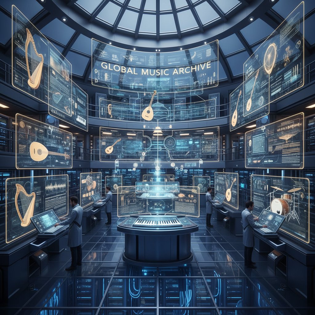 Zdjęcie nowoczesnego archiwum cyfrowego instrumentów muzycznych – digitalizacja, instrumentoznawstwo online