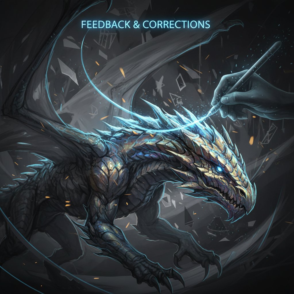 Cyfrowy szkic z poprawkami i komentarzami mentora, dramatyczne światło