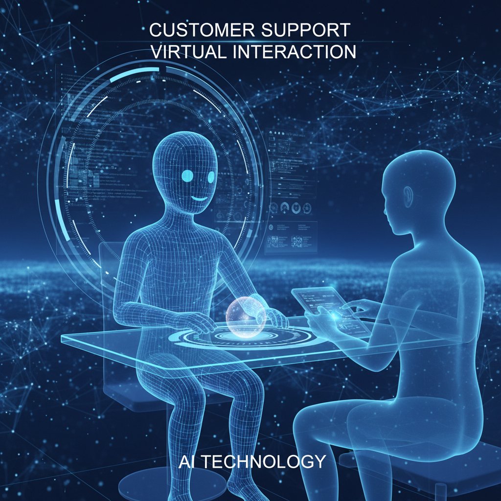 Cyfrowy avatar rozmawiający z klientem przez wirtualny interfejs, technologia obsługi klienta AI