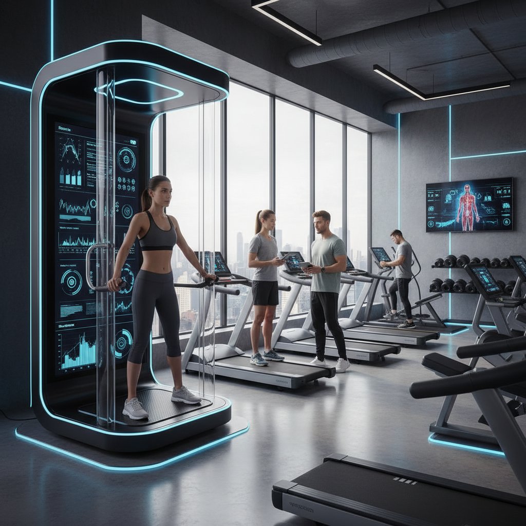 Nowoczesny analizator składu ciała w użyciu przez różnorodną grupę osób na siłowni