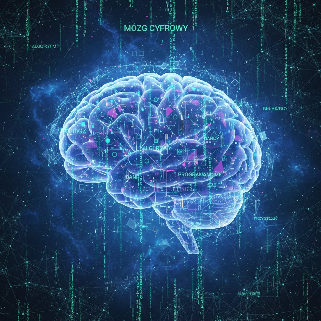 Sztuczna inteligencja Claude ilustrowana jako cyfrowy mózg przetwarzający język polski