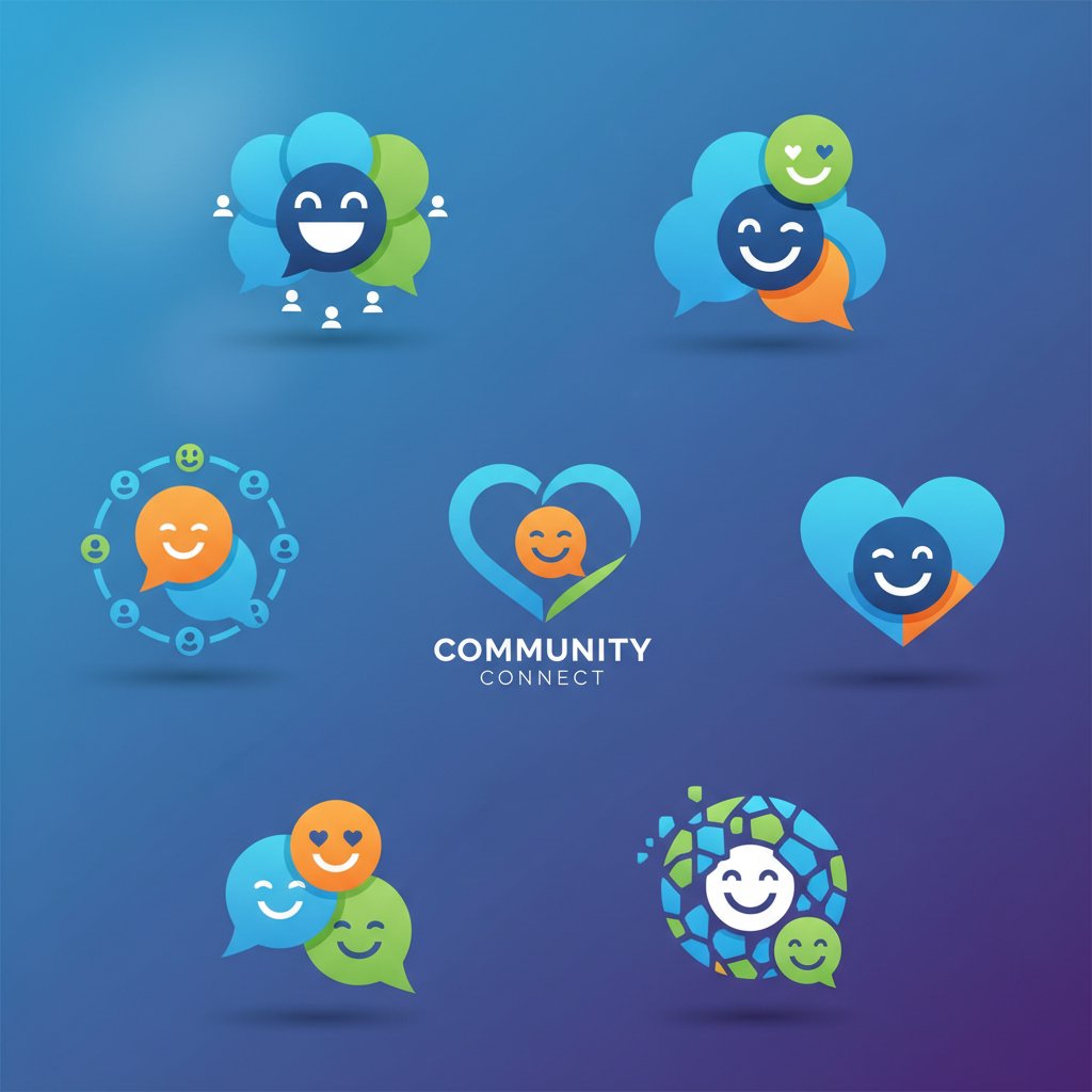 Montaż logotypów społeczności internetowych i uśmiechniętych buziek, nowoczesny design, śmiech online