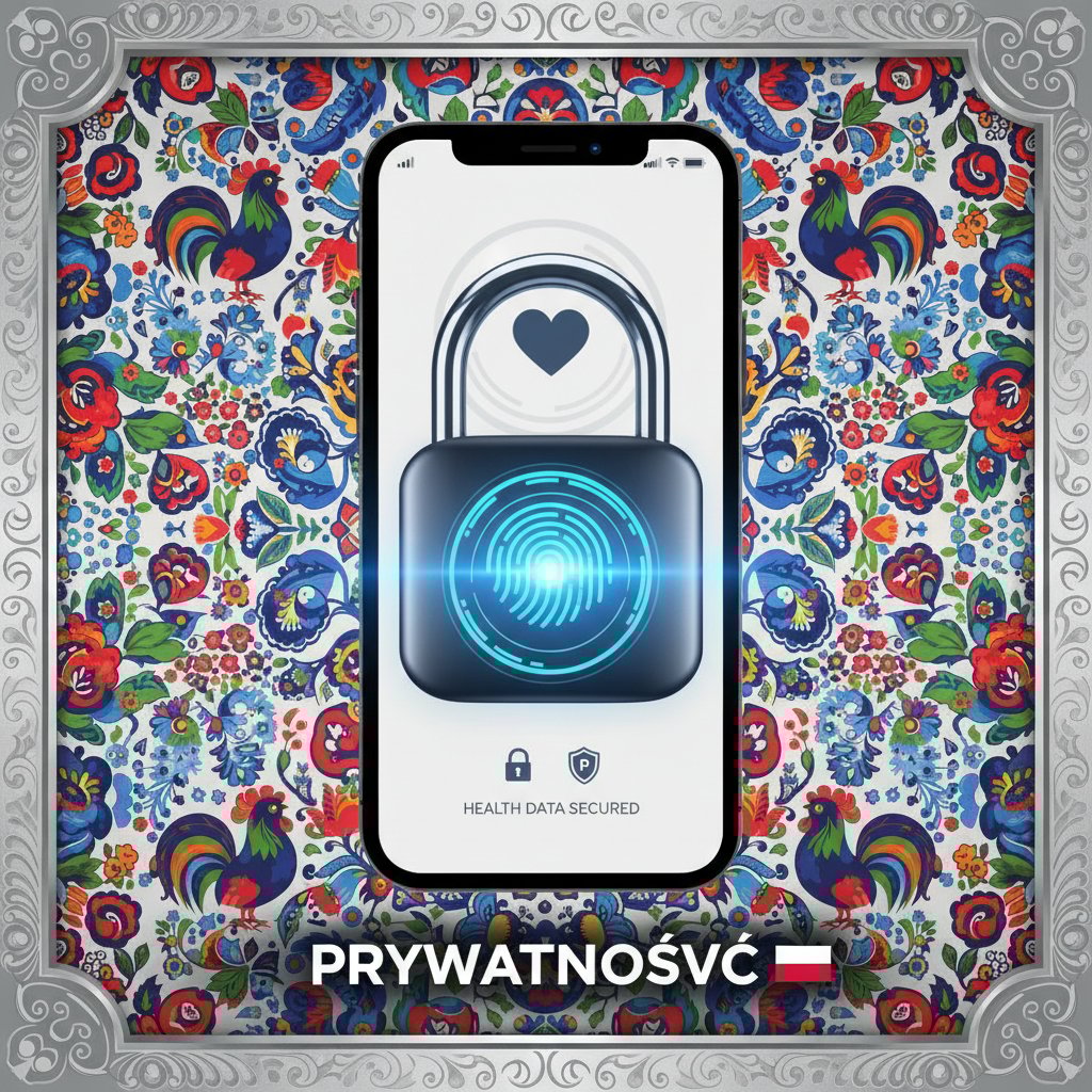 Symboliczna kłódka na ekranie aplikacji zdrowotnej, bezpieczeństwo, szyfrowanie, ocena objawów online