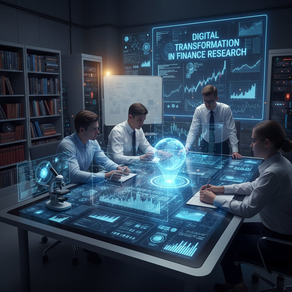 Digital transformation in academic financial analysis, digital tools, old calculators, financial research revolution, finance academia