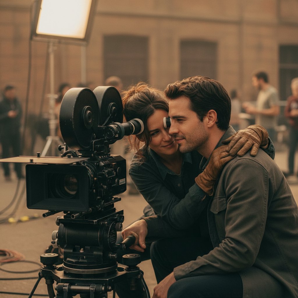 Director orchestrating an intimate moment in a relationship movie