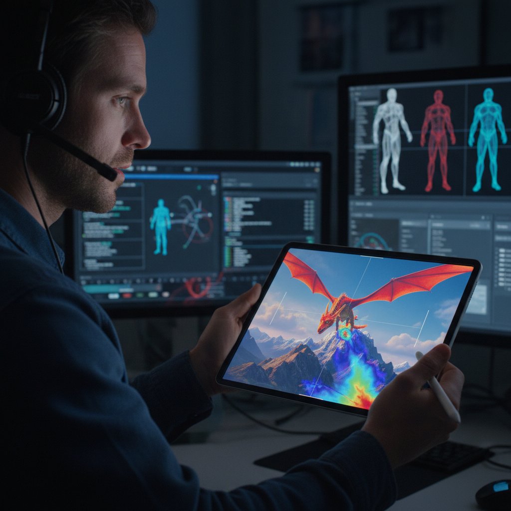 Director mapping out a 3D shot