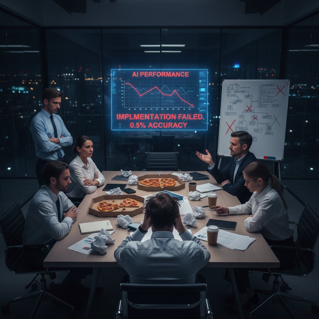 Niezadowolony zespół po nieudanym wdrożeniu doradztwa AI