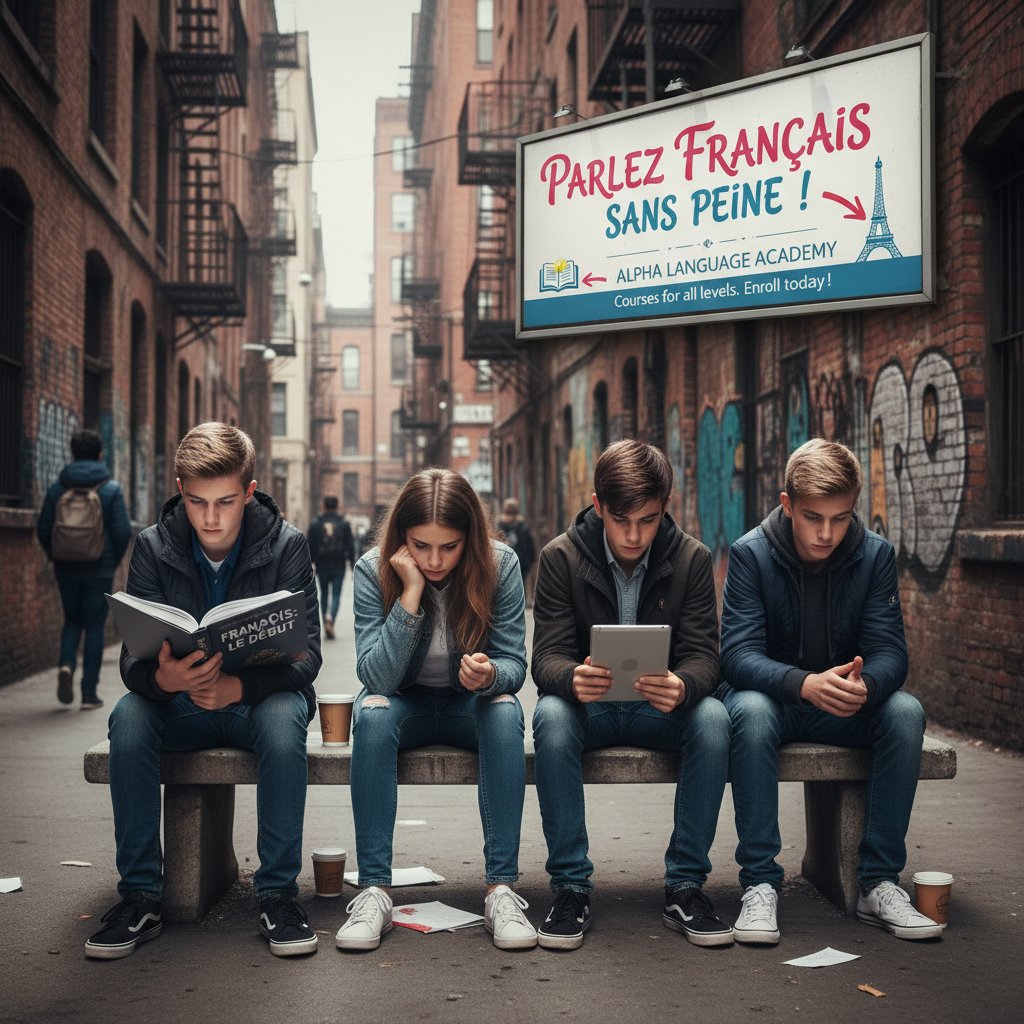 Młodzież rozczarowana nierealnymi obietnicami reklam kursów francuskiego online