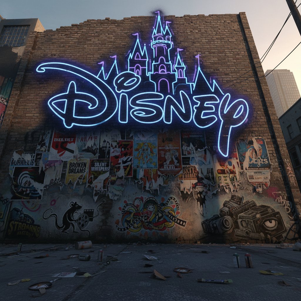 Disney logo overshadowing independent film posters.