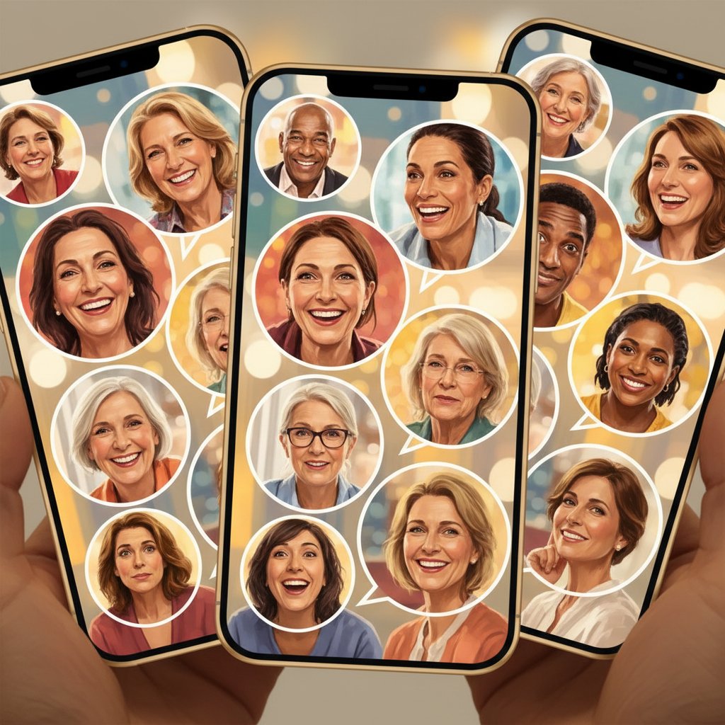 Verschiedene Nutzer mit ihren virtuellen Freundinnen im Chat.